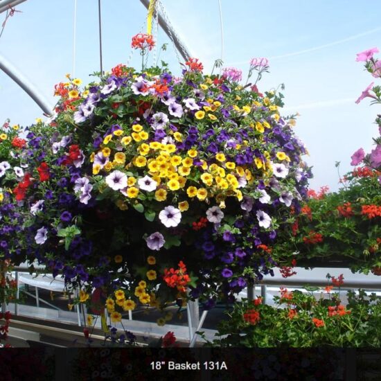 18 inch moss flower basket-131a
